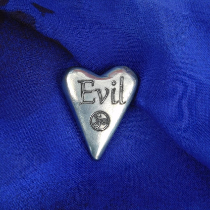 Evil, BDSM Pocket Token Heart, BDSM Accessories, Sub Aftercare Token, Aftercare Submissive, Handmade, in Fine Pewter, by William Sturt