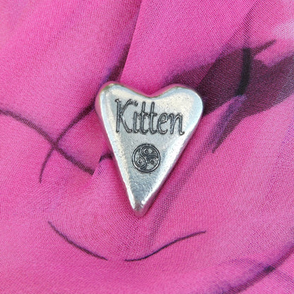 Kitten, Heart BDSM Pocket Token, BDSM Accessories, Sub Aftercare Token, Aftercare Submissive, Handmade, in Fine Pewter, by William Sturt