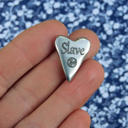 Heart Slave BDSM Pocket Token, BDSM Accessories, Sub Aftercare Token, Aftercare Submissive, Handmade, in Fine Pewter, by William Sturt