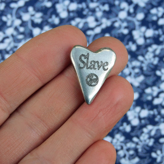 Heart Slave BDSM Pocket Token, BDSM Accessories, Sub Aftercare Token, Aftercare Submissive, Handmade, in Fine Pewter, by William Sturt
