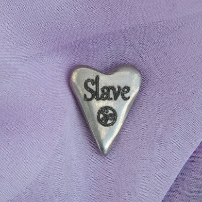 Heart Slave BDSM Pocket Token, BDSM Accessories, Sub Aftercare Token, Aftercare Submissive, Handmade, in Fine Pewter, by William Sturt