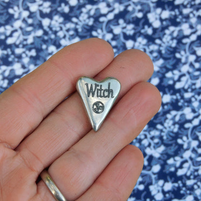 WItch, BDSM Pocket Token, Heart, BDSM Accessories, Sub Aftercare Token, Aftercare Submissive, Handmade, in Fine Pewter, by William Sturt