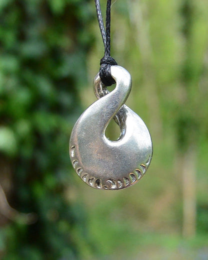 Simple Infinity Loop Pendant Necklace, Handcast Pewter Pendant on Adjustable Waxed Cord