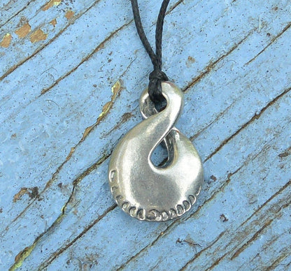 Simple Infinity Loop Pendant Necklace, Handcast Pewter Pendant on Adjustable Waxed Cord