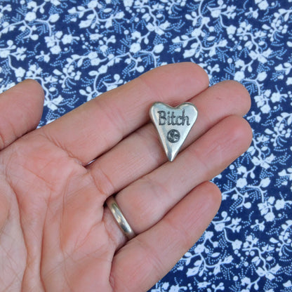 Bitch BDSM Pocket Token, BDSM Accessories, Sub Aftercare Token, Aftercare Submissive, Handmade, in Fine Pewter, by William Sturt