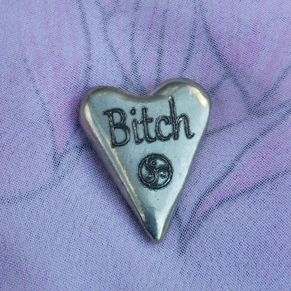 Bitch BDSM Pocket Token, BDSM Accessories, Sub Aftercare Token, Aftercare Submissive, Handmade, in Fine Pewter, by William Sturt