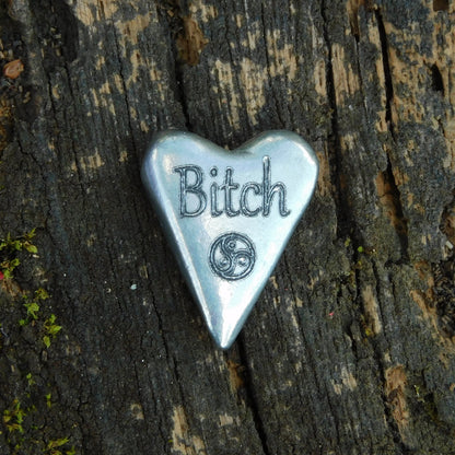 Bitch BDSM Pocket Token, BDSM Accessories, Sub Aftercare Token, Aftercare Submissive, Handmade, in Fine Pewter, by William Sturt