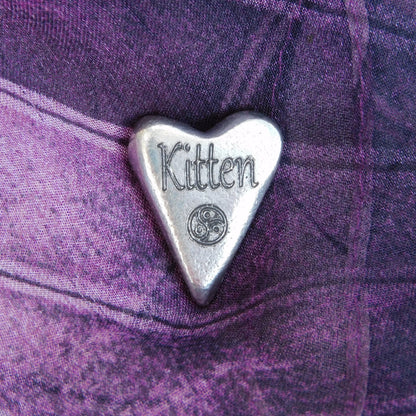 Kitten, BDSM Pocket Token, BDSM Accessories, Sub Aftercare Token, Aftercare Submissive, Handmade, in Fine Pewter, by William Sturt