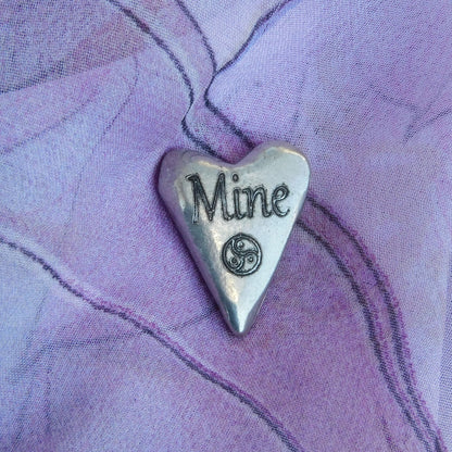 Mine, BDSM Pocket Token, BDSM Accessories, Sub Aftercare Token, Aftercare Submissive, Handmade, in Fine Pewter, by William Sturt