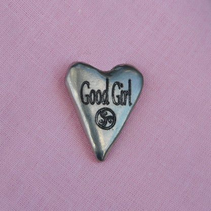 Good Girl, BDSM Pocket Token, BDSM Accessories, Sub Aftercare Token, Aftercare Submissive, Handmade, in Fine Pewter, by William Sturt