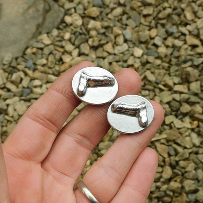 Adult Novelty Cufflinks (Phallic Design), Handcast Pewter Cufflinks, Polished Finish