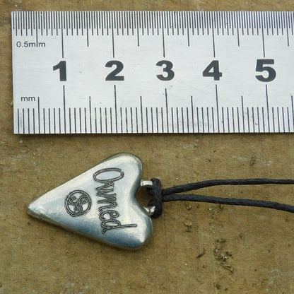 Owned, BDSM Pendant, Knotted Cord, BDSM Accessories, Sub Pendant, Sub Anklet, Sub Bracelet, Handmade, in Fine Pewter, by William Sturt