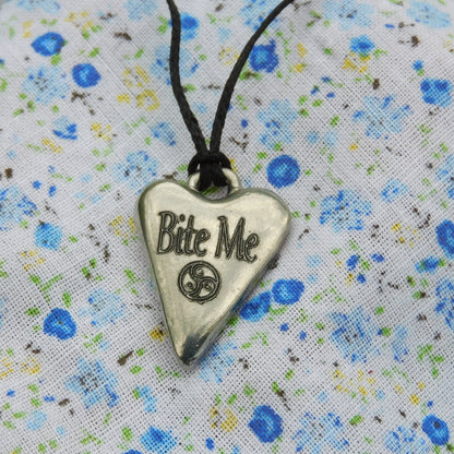 Bite Me, BDSM Pendant, Knotted Cord, BDSM Accessories, Sub Pendant, Sub Anklet, Sub Bracelet, Handmade, in Fine Pewter, by William Sturt