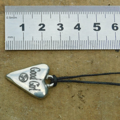 Good Girl, BDSM Pendant, Knotted Cord, BDSM Accessories, Sub Pendant, Sub Anklet, Sub Bracelet, Handmade, in Fine Pewter, by William Sturt