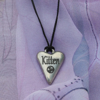 Kitten, BDSM Pendant, Knotted Cord, BDSM Accessories, Sub Pendant, Sub Anklet, Sub Bracelet, Handmade, in Fine Pewter, by William Sturt