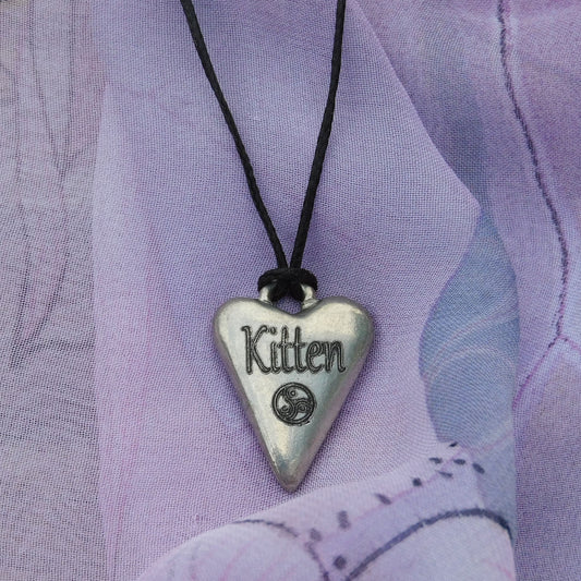Kitten, BDSM Pendant, Knotted Cord, BDSM Accessories, Sub Pendant, Sub Anklet, Sub Bracelet, Handmade, in Fine Pewter, by William Sturt