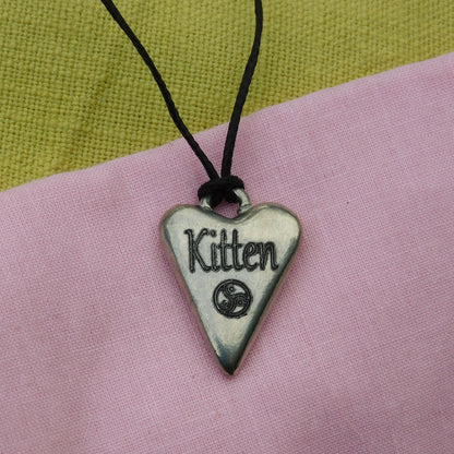 Kitten, BDSM Pendant, Knotted Cord, BDSM Accessories, Sub Pendant, Sub Anklet, Sub Bracelet, Handmade, in Fine Pewter, by William Sturt