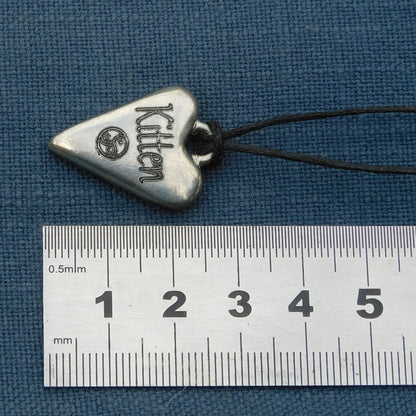Kitten, BDSM Pendant, Knotted Cord, BDSM Accessories, Sub Pendant, Sub Anklet, Sub Bracelet, Handmade, in Fine Pewter, by William Sturt