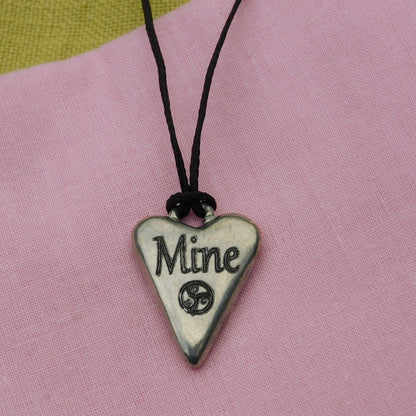 Mine, BDSM Pendant, Knotted Cord, BDSM Accessories, Sub Pendant, Sub Anklet, Sub Bracelet, Handmade, in Fine Pewter, by William Sturt