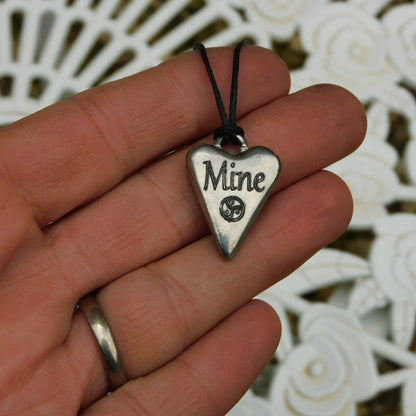 Mine, BDSM Pendant, Knotted Cord, BDSM Accessories, Sub Pendant, Sub Anklet, Sub Bracelet, Handmade, in Fine Pewter, by William Sturt