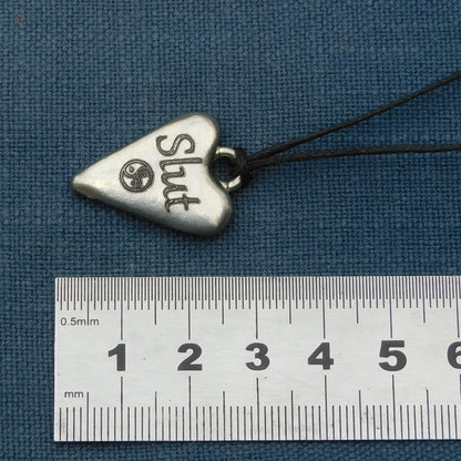 Slut, BDSM Pendant, Knotted Cord, BDSM Accessories, Sub Pendant, Sub Anklet, Sub Bracelet, Handmade, in Fine Pewter, by William Sturt