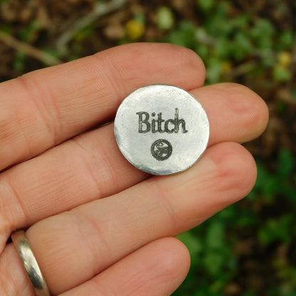 Bitch Token, BDSM Pocket Token, BDSM Accessories, Sub Aftercare Token, Aftercare Submissive, Handmade, in Fine Pewter, by William Sturt