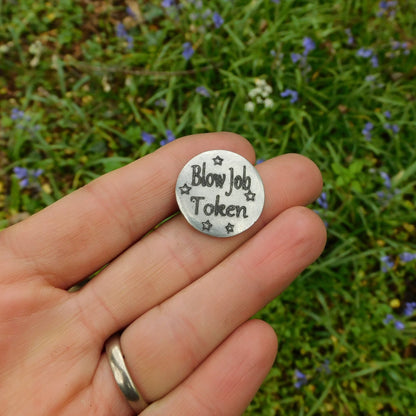 Blow Job Token, BDSM Pocket Token, BDSM Accessories, Sub Aftercare Token, Aftercare Submissive, Handmade, in Fine Pewter, by William Sturt