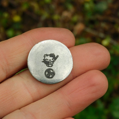 Kitty Whip Token, BDSM Pocket Token, BDSM Accessories, Sub Aftercare Token, Aftercare Submissive, Handmade, in Fine Pewter, by William Sturt