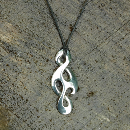 Infinity Loop Pendant Necklace (Reflected Design), Handcast Pewter Pendant on Adjustable Waxed Cord