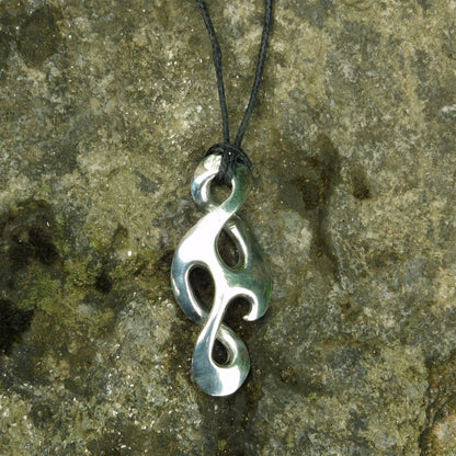 Infinity Loop Pendant Necklace (Reflected Design), Handcast Pewter Pendant on Adjustable Waxed Cord