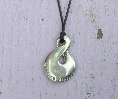 Simple Infinity Loop Pendant Necklace, Handcast Pewter Pendant on Adjustable Waxed Cord
