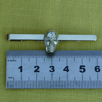 Skull Tie Clip (Smaller Design), Handcast Pewter Tie Clip, Polished Finish