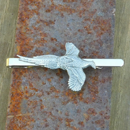 Pewter Pheasant Tie Clip, Hand Cast in Fine Pewter