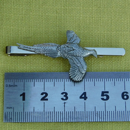 Pewter Pheasant Tie Clip, Hand Cast in Fine Pewter
