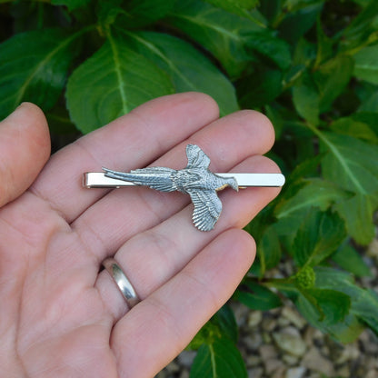 Pewter Pheasant Tie Clip, Hand Cast in Fine Pewter