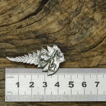 Frog on Leaf Brooch, Handcast Pewter Brooch, Polished Finish