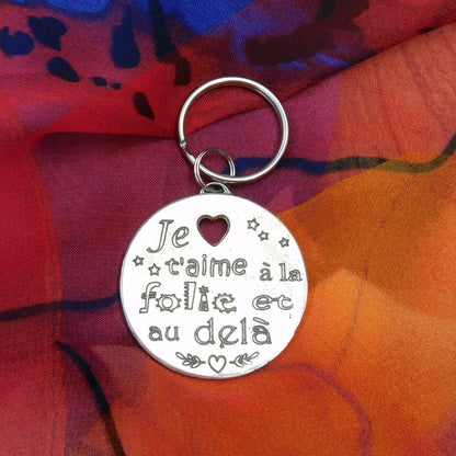 French Keyring, Je t'Aime à la Folie et au-Delà, Personnalised Keyring, Handmade, in Fine Pewter, by William Sturt