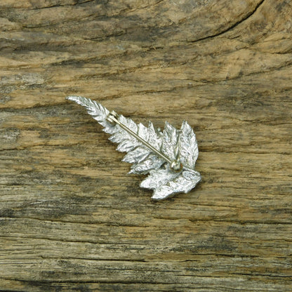 Fern Leaf Brooch, Handcast Pewter Brooch, Polished Finish