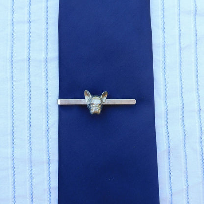 French Bulldog Head Tie Clip, Handcast Pewter Tie Clip, Polished Finish