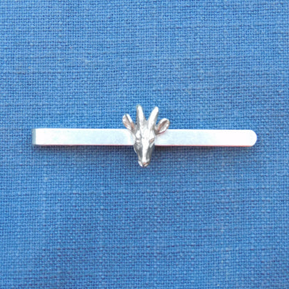 Goat Head Tie Clip (Smaller), Handcast Pewter Tie Clip, Polished Finish