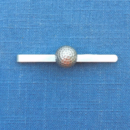 Golf Ball Tie Clip, Handcast Pewter Tie Clip, Polished Finish