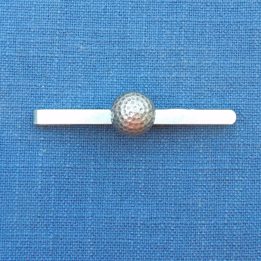 Golf Ball Tie Clip, Handcast Pewter Tie Clip, Polished Finish