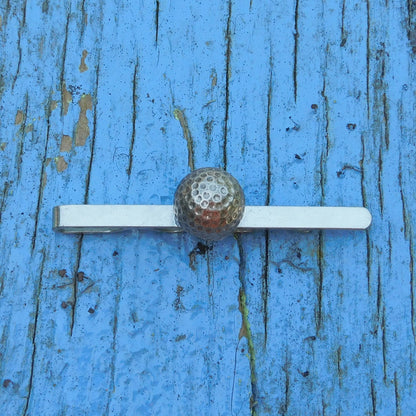 Golf Ball Tie Clip, Handcast Pewter Tie Clip, Polished Finish