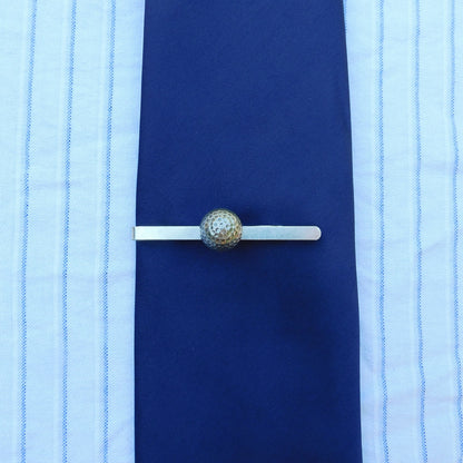 Golf Ball Tie Clip, Handcast Pewter Tie Clip, Polished Finish