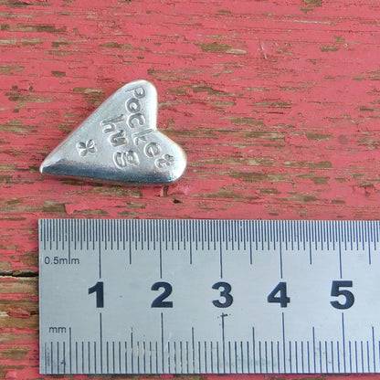 Pocket Hug, Heart Pocket Token, Handmade in Fine Pewter by William Sturt, Sent In Pretty Organza Bag