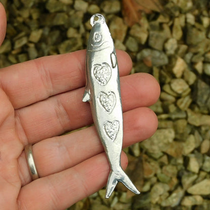 Sardine Light Pull, Handcast Pewter, Polished Finish