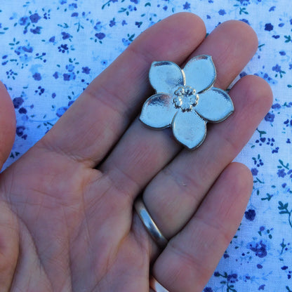 Forget-Me-Not Brooch, Handcast Pewter Brooch, Polished Finish