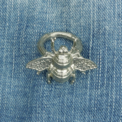 Bee Scarf Ring, Handcast Pewter, Polished Finish