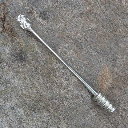Owl Honey Dipper, Handcast, In Finest Pewter, By William Sturt