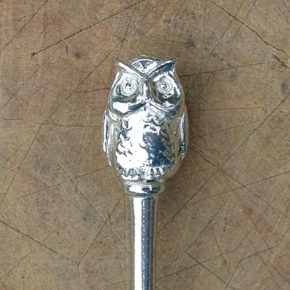 Owl Honey Dipper, Handcast, In Finest Pewter, By William Sturt